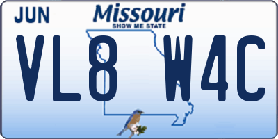 MO license plate VL8W4C
