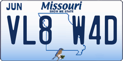 MO license plate VL8W4D