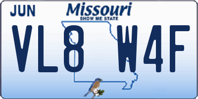 MO license plate VL8W4F