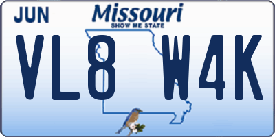 MO license plate VL8W4K