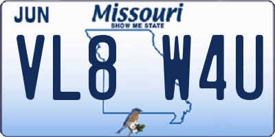 MO license plate VL8W4U