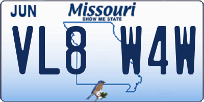 MO license plate VL8W4W