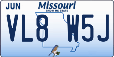 MO license plate VL8W5J