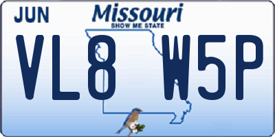 MO license plate VL8W5P