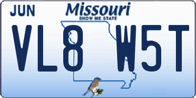 MO license plate VL8W5T