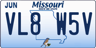 MO license plate VL8W5V