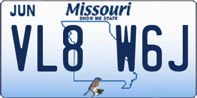 MO license plate VL8W6J