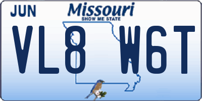 MO license plate VL8W6T