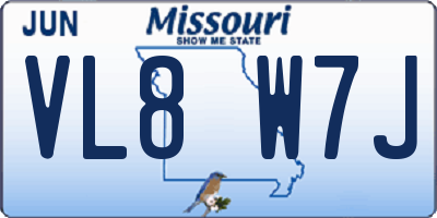 MO license plate VL8W7J