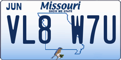 MO license plate VL8W7U