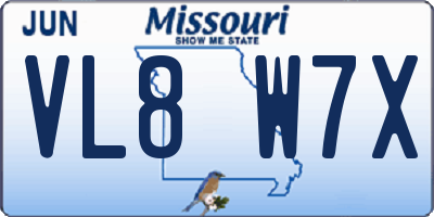 MO license plate VL8W7X