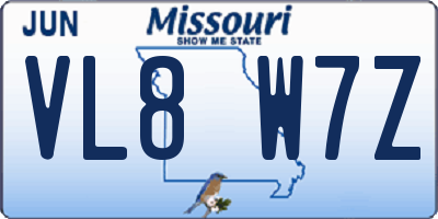 MO license plate VL8W7Z