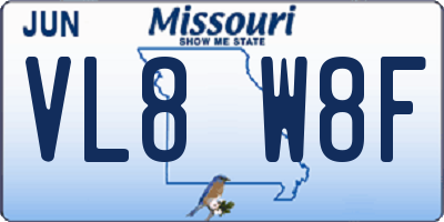 MO license plate VL8W8F