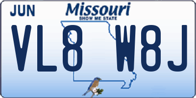MO license plate VL8W8J
