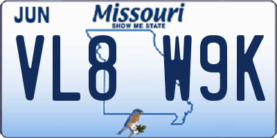 MO license plate VL8W9K