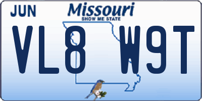 MO license plate VL8W9T