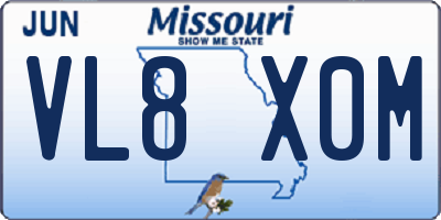 MO license plate VL8X0M