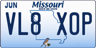 MO license plate VL8X0P