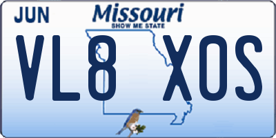 MO license plate VL8X0S