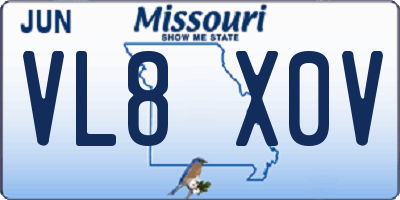 MO license plate VL8X0V