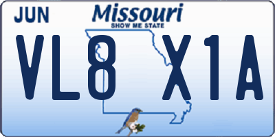 MO license plate VL8X1A