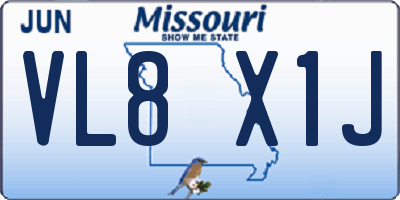 MO license plate VL8X1J