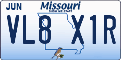 MO license plate VL8X1R