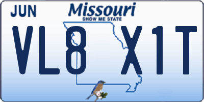 MO license plate VL8X1T