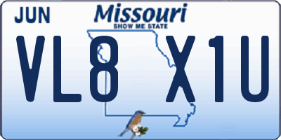 MO license plate VL8X1U
