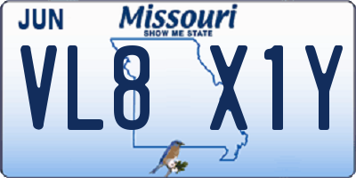 MO license plate VL8X1Y