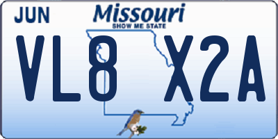 MO license plate VL8X2A