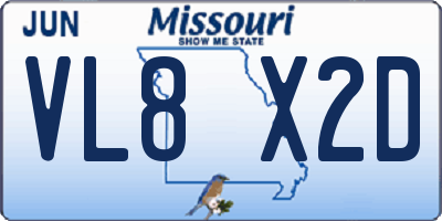 MO license plate VL8X2D