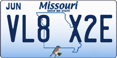 MO license plate VL8X2E