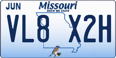 MO license plate VL8X2H