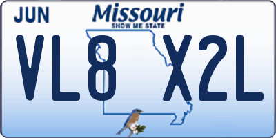 MO license plate VL8X2L