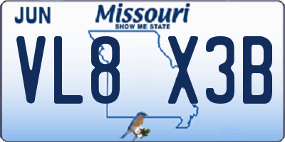 MO license plate VL8X3B