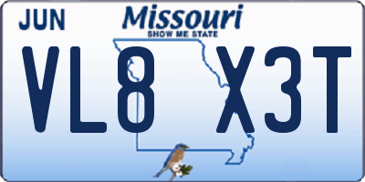 MO license plate VL8X3T