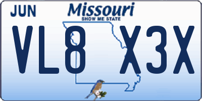 MO license plate VL8X3X
