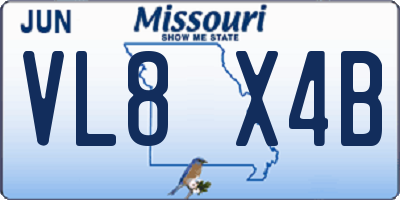 MO license plate VL8X4B