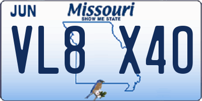 MO license plate VL8X4O