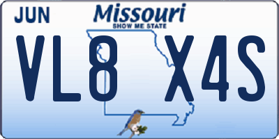 MO license plate VL8X4S