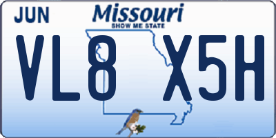 MO license plate VL8X5H