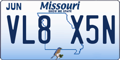MO license plate VL8X5N