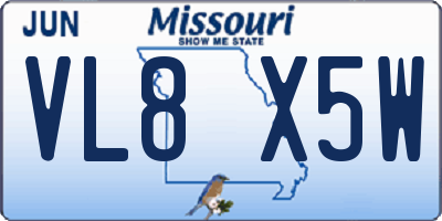 MO license plate VL8X5W