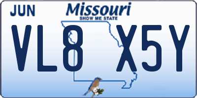 MO license plate VL8X5Y