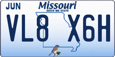 MO license plate VL8X6H