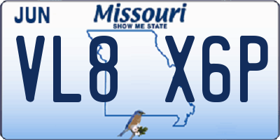 MO license plate VL8X6P