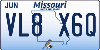 MO license plate VL8X6Q