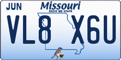 MO license plate VL8X6U