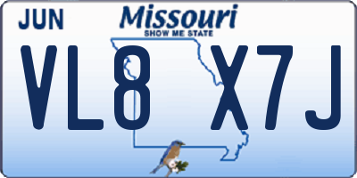 MO license plate VL8X7J